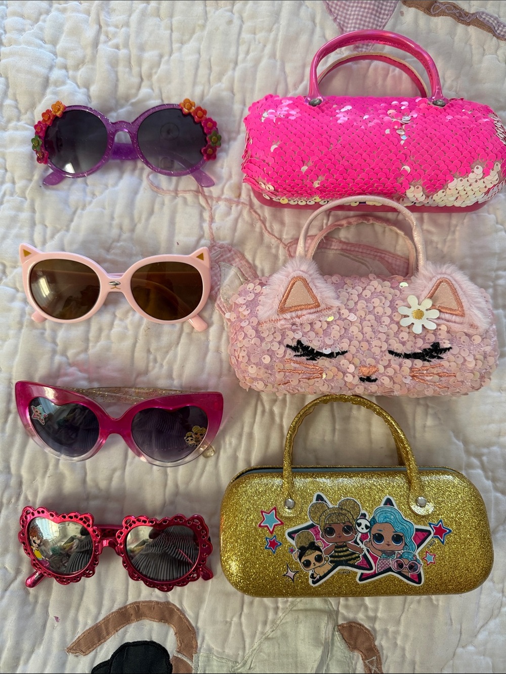 Kids Pink Sequin Handbag and Sunglasses Set